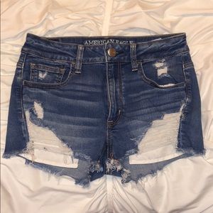 High-Rise Ripped Jean Shorts